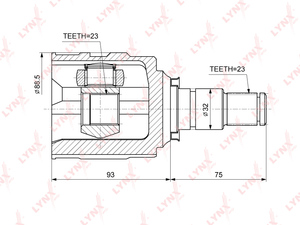 ШРУС внутренний R LYNXauto CI-3714. Для: TOYOTA Тойота Corolla(Королла)(E100/E110) 1.6-2.0D 4WD 91-01 / Caldina(T19) 2.0-2.2D 4WD 95-02 / Camry(Камри) 2.0 4WD >91 / Ipsum 2.0 4WD 96-01 / RAV(РАВ) 4 I 2.0 4WD 95-00, фото 1