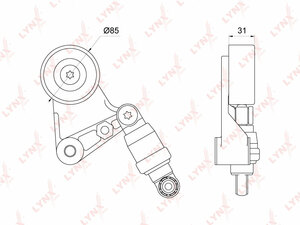 Натяжитель / приводной LYNXauto PT-3083. Для: NISSAN Patrol(Y61) 3.0D 02> / Terrano(R20) 3.0D 02-07, фото 1