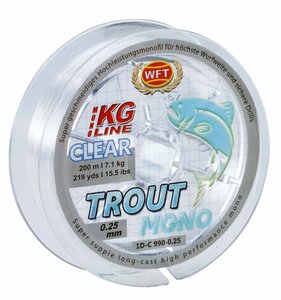 Леска моно. WFT KG TROUT MONO Clear 200/025, фото 2