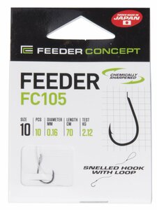 Крючки с поводком FC FEEDER сер. FC105 70см, разм.010, 0,16мм 10шт., фото 6