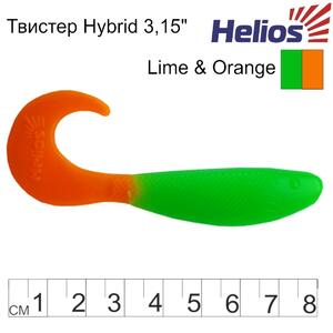Твистер несъедоб. Hybrid 3,15"/8,0 см Lime & Orange 30шт. (HS-14-020-N-30) Helios (0), фото 3