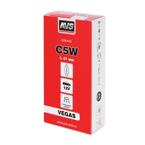 Автомобильная лампа AVS Vegas, C5W, 12 В, 5 Вт, 2700 К, 41 мм, цоколь SV8.5/8, 10 шт., фото 5