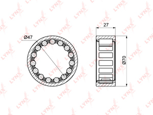 Подшипник ступицы задний (27x51x70,6) LYNXauto WB-1085. Для: TOYOTA Land Cruiser(70/80) >97, фото 1