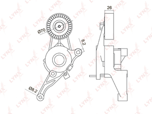 Натяжитель с роликом / приводной LYNXauto PT-3041. Для AUDI A3 1.9D-2.0D 03-08, SKODA Octavia I-II 1.9D-2.0D 05> / Superb II 1.9D-2.0D 08>, VW Caddy III 1.9D-2.0D 04-10 / Golf V 1.9D-2.0D 03-08 / Jetta 1.9D-2.0D 05-10 / Passat 1.9D-2.0D 05-08 / Sharan 1.9, фото 1