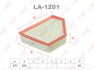Фильтр воздушный LYNXauto LA-1201. Для BMW БМВ 3(G20/G80) 2.0-3.0 18>/4(G22/G82) 2.0-3.0 19>, фото 1