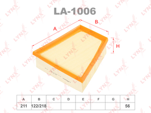 Фильтр воздушный LYNXauto LA-1006. Для: SKODA Fabia I 1.0-1.4 99-08/II 1.2-1.4 00> / Roomster 1.2 07>, VW Polo IV 1.2 07>, фото 1