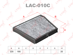 Фильтр салонный угольный LYNXauto LAC-010C. Для: CHEVROLET Lanos 05>, DAEWOO Lanos 97> / Nubira 97>, фото 1