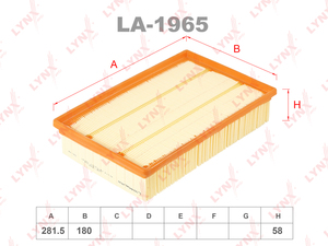 Фильтр воздушный LYNXauto LA-1965. Для: NISSAN Navara(D40) 2.5D-3.0D 05> / Pathfinder(R51) 2.5D-3.0D 05>, фото 1