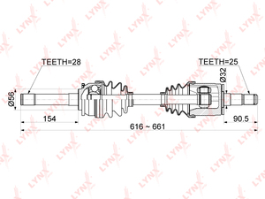 Привод в сборе передний L LYNXauto CD-1087. Для: MITSUBISHI Pajero II 2.5D-3.0 94-00 / L200(K60 / K70) 2.5D 96-07, фото 1