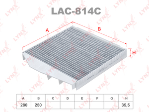 Фильтр салонный угольный LYNXauto LAC-814C. Для: VOLVO Вольво S60 I 00> / S80 I 98-06 / V70 II 99-07 / XC70 I 00> / XC90 02-14, фото 1
