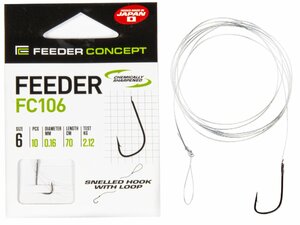 Крючки с поводком FC FEEDER сер. FC106 70см, разм.006, 0,16мм 10шт., фото 2