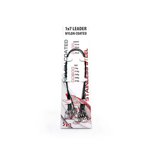 Поводок стальной NAMAZU Leader 1х7 Nylon Coated Black, d-0,24мм, L-20см, test- 7кг (уп. 5шт.), фото 2