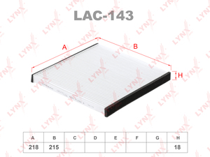 Фильтр салонный LYNXauto LAC-143. Для: TOYOTA Тойота Camry(Камри) 01-06/Celica(Целика) 99> / Land Cruiser(Ленд Крузер) 03> / Prius(Приус) 03> / Yaris(Ярис) 01>, фото 1