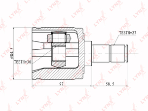 ШРУС внутренний LYNXauto CI-3403. Для: Honda, Хонда, Stream 2.0 00>. Шлицы наружные, шт. - 27. Шлицы внутренние, шт. - 30., фото 2