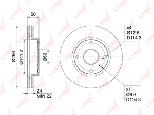 Диск тормозной передний (256x24)  LYNXauto BN-1013. Для: Chevrolet, Шевроле, Lacetti(Лачети) 1.4-2.0D 05> / Evanda / Nubira / Optra / Rezzo, Daewoo, Дэу, Lacetti(Лачети) / Evanda / Nubira / Rezzo., фото 3