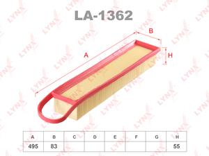 Фильтр воздушный LYNXauto LA-1362. Для CITROEN Ситроен Berlingo 1.6 10>/C3 1.4-1.6 09>/C4 1.6 08>/C5 1.6 10>/DS3 1.4-1.6 10>/DS4 1.6 11>, MINI One 1.6 07>/Cooper 1.6 06>, PEUGEOT Пежо 207 1.4-1.6 07>/208 1.4-1.6 12>/3008 1.6 09>/308 1.4-1.6 07>/5008 1.6 0, фото 1