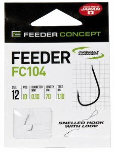 Крючки с поводком FC FEEDER сер. FC104 70см, разм.012, 0,10мм 10шт., фото 6