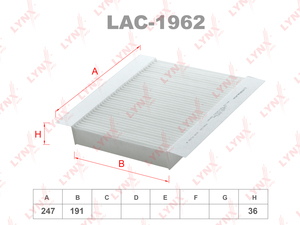 Фильтр салонный LYNXauto LAC-1962. Для: CHERRY Tiggo 5 14> / Tiggo 7 19> / Tiggo 7pro 20> / Tiggo 8 20> /tiggo 8pro 21>, фото 1