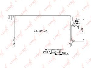 Радиатор кондиционера с осушителем LYNXauto RC-0524. Для: VW Transporter V 1.9-3.2 03-15, фото 1