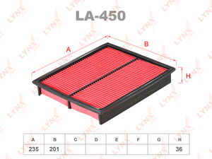 Фильтр воздушный LYNXauto LA-450. Для: MAZDA 929 3.0 88-91 / B-Serie 1.6-2.6 81-99 / MPV I 3.0 89-99, фото 1