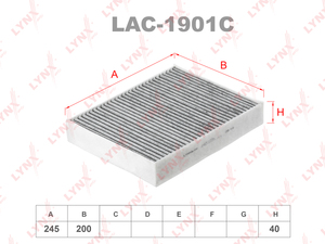 Фильтр салонный угольный LYNXauto LAC-1901C. Для: BMW 1(F20 / 21) 10> / 3(F30 / 31) 11> / 3GT(F34) 13> / 4(F32) 13>, фото 1