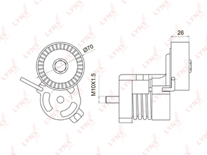 Натяжитель с роликом/приводной LYNXauto PT-3008. Для BMW БМВ 1(E81-88) 1.6-2.0 03-12/3(E46/90) 1.6-2.0 02-11/5(E60/61) 2.0 06-09/X1(E84) 2.0 10>/X3(E83) 2.0 05>/Z4(E85) 2.0 05>, фото 1