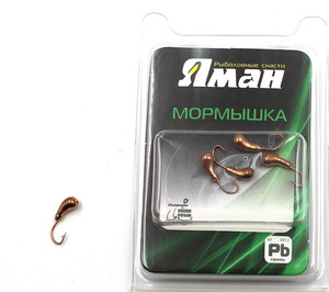 Мормышка "ЯМАН" уралка с отв.,цв.COPPER PLATED, d 4, вес 0,5 г (уп. 5 шт.), фото 2
