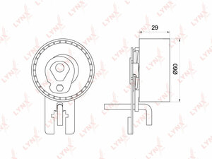 Ролик натяжной / ГРМ LYNXauto PB-1193. Для: CITROEN Ситроен Berlingo(Берлинго)(MF / B9) 1.6D 98> / C1 1.4D 05> / C2 1.4D-1.6D 03> / C3 I 1.4D-1.6D 02> / C4 I 1.6D 04> / C5 II-III 1.6D 04>, FORD ФОРД Focus(Фокус) II 1.6D 04-12 / C-max(Цмакс) 1.6D 07-10 / F, фото 1