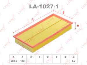 Фильтр воздушный LYNXauto LA-1027-1. Для: AUDI A3 1.6-1.9D 96-03, SKODA Octavia(1U) 1.4-2.0 97>, VW Bora 1.6-2.8 98> / Golf IV 1.6-2.8 97>, фото 1