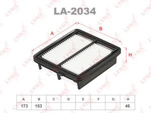 Фильтр воздушный LYNXauto LA-2034. Для: HONDA Fit III 1.3 11> / Insight 1.3 09>, фото 1