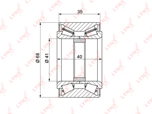 Подшипник ступицы передний (40/35x41x68) LYNXauto WB-1402. Для: SUZUKI Сузуки Grand Vitara(Грандвитара) I 1.6-2.5 98-01 / Vitara 1.6-2.0 >98, фото 1