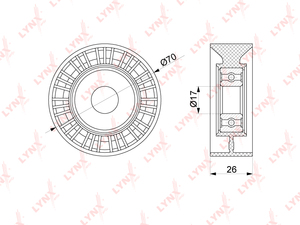 Ролик натяжного механизма / приводной LYNXauto PB-5193. Для: BMW БМВ 5(E60) 4.0-4.8 03-10 / 6(E63/E64) 4.4-4.8 04-10 / 7(E65-67) 3.5-6.0 01-08 / X5(E53) 4.4-4.8 03-06, фото 1