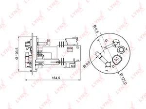 Фильтр топливный погружной LYNXauto LF-970M. Для MITSUBISHI Митсубиси Lancer(Лансер)(CS) 1.3-2.0 03>(2 ТРУБКИ), фото 1