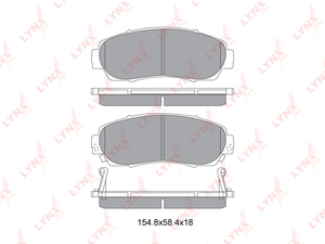 Колодки тормозные передние LYNXauto BD-3435. Для: Honda, Хонда, CR-V III 2.0 07>. Длина, мм - 154,8. Высота, мм - 58,4. Толщина, мм - 18., фото 2