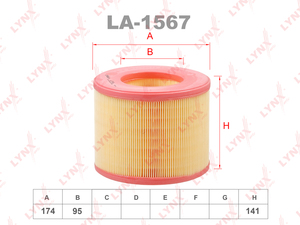 Фильтр воздушный LYNXauto LA-1567. Для SAAB СААБ 9-5 1.9-3.0 97-09, фото 1