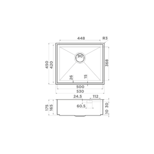 Кухонная мойка Omoikiri Kasen 53-26 INT GM нерж.сталь/вороненая сталь, фото 2