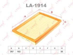 Фильтр воздушный LYNXauto LA-1914. Для: TOYOTA Camry(V50) 2.5 11> / RAV 4 2.5 IV 15>, LEXUS ES300h 12> / LS460-600h 06>, фото 1