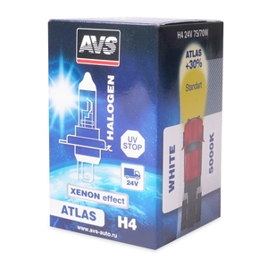 Галогенная автомобильная лампа AVS ATLAS, H4, 24 В, 75/70 Вт, 5000 К, цоколь P43t, фото 4