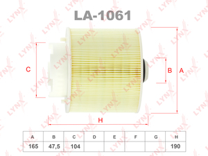 Фильтр воздушный LYNXauto LA-1061. Для: AUDI A6 04>, фото 1