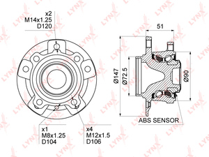 Ступица передняя в сборе с ABS LYNXauto WH-1404. Для: BMW 1(F20 / F21) 1.6-2.0 10> / 3(F30 / F31) 1.6-3.0 11>, фото 1