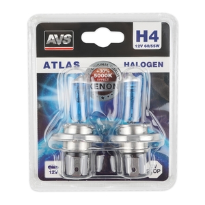Галогенная автомобильная лампа AVS ATLAS, H4, 12 В, 55 Вт, 5000 К, цоколь P43t, 2 шт., фото 5