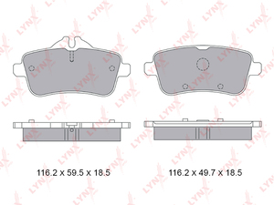 Колодки тормозные задние LYNXauto BD-5360. Для: MERCEDES-BENZ GL(X166) 12> / ML(W166) 11> / GLE(W166) 15> / GLS(X166) 15> / A45(W176) 15> / CLA45(C117) 13> / GLA45(X156) 15>, фото 1