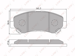 Колодки тормозные передние  LYNXauto BD-5711. Для: Nissan, Ниссан, Qashqai(Кашкай) 07> / X-Trail(Икс-Траил) 07>. 

Длина, мм 141,5. 
Высота, мм 58,9. 
Толщина, мм 17., фото 2