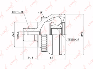 ШРУС наружный LYNXauto CO-3020A. Для: FORD Galaxy 2.0 96-05, VW Sharan 2.0 95-10 / Sharan 1.8T 20V 95-10 / Sharan 1.9 TDI 95-10, фото 1