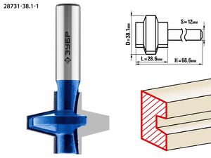ЗУБР 38.1x28,6мм, хвостовик 12мм, фреза пазо-шиповая наборная, 28731-38.1-1, серия Профессионал, фото 1