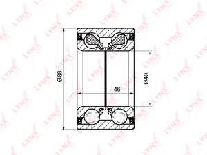 Подшипник ступицы задний (46x49x88) LYNXauto WB-1201. Для: MERCEDES Мерседес-BENZ E200T-55T(S210) 97-02 / E430-55(W210) 97-02 / S300-600(W140 / W220) 91-05, фото 1