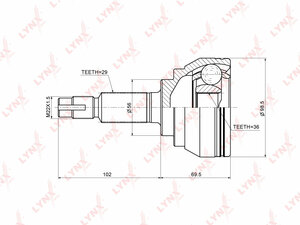 ШРУС наружный LYNXauto CO-3661. Для: NISSAN НИССАН Murano(Мурано)(Z50) 3.5 04-08, фото 1