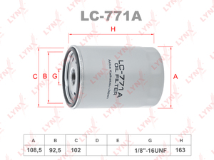 Фильтр масляный LYNXauto LC-771A. Для: CATERPILLAR, JCB, NEW HOLLAND, фото 1