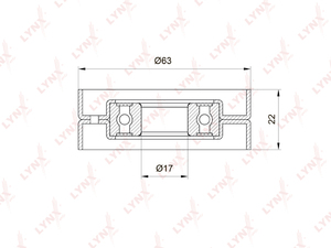 Ролик натяжного механизма / приводной LYNXauto PB-5022. Для: Chevrolet, Шевроле, Aveo(Авео) 1.4-1.6 08> / Cruze(Круз) 1.6-1.8 09> / Orlando(Орландо) 1.8 11>, Opel, Опель, Astra(Астра) G-J 1.6-1.8 00>., фото 2