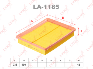 Фильтр воздушный LYNXauto LA-1185. Для: HYUNDAI Sonata 2.0-2.7 98-04/Trajet 2.0-2.7 00>, KIA Magentis 2.0-2.5 01>, фото 1